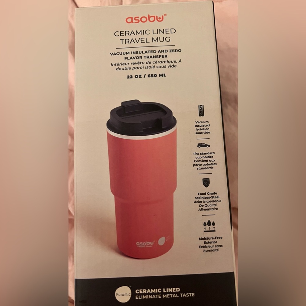 Asobu ceramic lined travel mug NWT